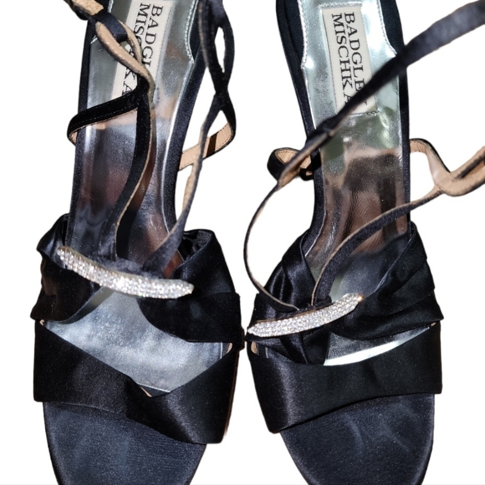 Badgley Mischka Black Stiletto Heels Rhinestones US 8M Fancy Cocktail Party